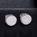 Cluster Stone AAA True Micro Pave 14k Gold Hip Hop Screw Back Earrings