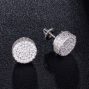 Cluster Stone AAA True Micro Pave 14k Gold Hip Hop Screw Back Earrings