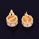 11MM AAA True Micro Pave Octagon 18k Gold .925 Silver Screw Back Big Boy Earrings