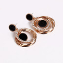 Ladies Fashion 2 Piece Crystal Round Circle Gold Gem Stone Earrings