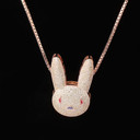 Miami Bad Bunny AAA Micro Pave Hip Hop 14k Gold Silver Rose Gold Pendant Chain Necklace