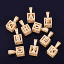 18k Gold .925 Silver Baby Block Square Flooded Ice Initial Letter AAA Micro Pave Pendant Chain Necklace