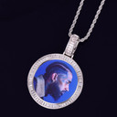New Baguette AAA Flooded Ice Custom Made Photo Medallion Pendant Chain Necklace