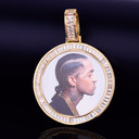 New Baguette AAA Flooded Ice Custom Made Photo Medallion Pendant Chain Necklace