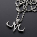 Custom AAA Micro Pave Majin 18k Gold Platinum Pendant Chain Necklace 