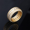 Baguette 18k Gold Silver AAA True Micro Pave Flooded Ice Ring