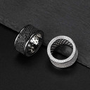 Silver Black Micro Pave Bling AAA Thick Round Hip Hop Ring