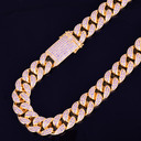 Men's 20mm Heavy Purple AAA Micro Pave Stone Miami Cuban Link Hip Hop Chain Necklace