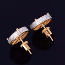 14MM Gold Silver Big Boy Round Stud Earring Silver AAA Micro Pave Screw Back Men's Earrings 