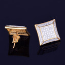 15MM Big Boy Square 14k Gold Silver Flooded Ice Hip Hop Stud Earrings 