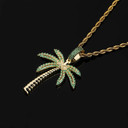 Flooded Ice AAA Micro Pave Coconut Palm Tree Hip Hop Pendant Chain Necklace