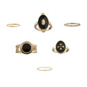 Women Fashion 6 Piece Vintage Style Gold Cross Virgin Mary Joint Ring Set