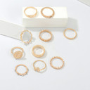 Boho 10 Piece Gold Retro Snake Wave Arrow Flower Crystal Jewelry Ring Set