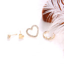Ladies 4 Piece Fashion Heart Crystal Stars Exquisite Gold Earrings Jewelry Set 