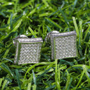 14k Gold 925 Silver Hip Hop Full AAA Micro Paved Squared Corner Bling Earrings