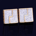 10MM Big Boy Slab Square Stud Screw Back Gold Silver Bling AAA True Micro Pave Earrings