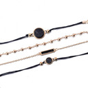 4 Piece Boho Bohemian Round Black Bead Gold Fashion Bracelet Set
