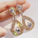 Ladies Shiny Silver Gold Crystal Tear Drop Fashion Earrings