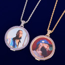 Flooded Ice .925 Silver Real 18k Gold Swerve Purple Ice Custom Made Photo Hip Hop Pendant Chain Necklace