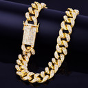 14k Gold .925 Silver Rose Gold 20mm Heavy Iced Cluster Stone Miami Cuban Link Hip Hop Necklace