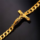 14k Rose Gold Black Platinum INRI Crucifix Jesus Piece Cuban Link Cross Bracelet