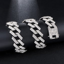 AAA Micro Pave 14k Gold .925 Silver 20mm Cuban Link Chain Necklace Bracelet Jewelry Set