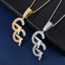 Princess Cut Double G Pistol AAA Micro Pave 18k Gold .925 Silver Hip Hop Pendant Chain Necklace