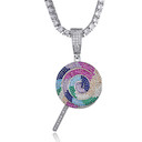 Candy Ice Lollipop Lick 18k Gold .925 Silver Hip Hop Pendant Chain Necklace