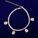 AAA Simulated Diamond Stone 24k Rose Gold .925 Silver Tennis Ruby White Bling Bracelet