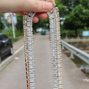 18k Gold .925 Silver Square Baguette Flooded Ice Cluster Chain Necklace