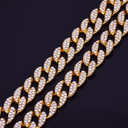 14k Gold .925 Silver Mens Hip Hop Handset Set AAA Stone Cuban Link Bracelet