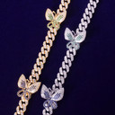 18k Gold .925 Silver Ladies Butterfly Chain Necklace