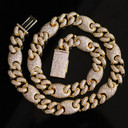 12mm 18k Gold .925 Silver Heavy Lock Clasp Flooded Ice Cuban Link Chain Necklace