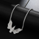 Hip Hop Iced Pave Set 14k Gold .925 Silver Angel Wings Bullet Bling Pendant Chain Necklace