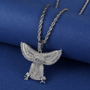 18k Gold .925 Silver Soaring Hunting Spread Wings Eagle Bling Pendant Chain Necklace