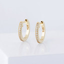 .925 Solid Sterling Silver Rose Gold 14k AAA Micro Pave Stone Hoop Earrings