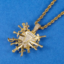 White Gold 18k Gold Shield Dagger Crest Emblem Flooded Ice Pendant Chain Necklace