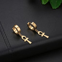 Key Of The Nile Gold Silver Rose Gold Stainless Steel Ankh Cross Huggie Earrings