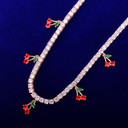 Rose Gold 18k Gold 925 Silver Sweet Cherries Tennis Chain Necklace 