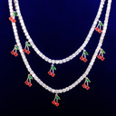 Rose Gold 18k Gold 925 Silver Sweet Cherries Tennis Chain Necklace