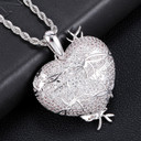 White Gold Lonely Heart AAA True Micro Pave Chain Necklace