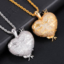 White Gold 18k Gold Lonely Heart AAA True Micro Pave Pendant Chain Necklace