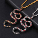 White Gold 18k Gold Bling AAA Micro Pave Coral Snake Serpent Hip Hop Pendant Chain Necklace
