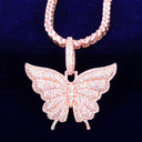 Beautiful Butterfly AAA Micro Pave 18k Rose Gold 925 Silver Chain Necklace