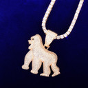 18k Gold Silver Its Real In The Field ApeShit Gorilla Jungle Orangutans Hip Hop Pendant Chain Necklace