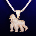 18k Gold Silver Its Real In The Field ApeShit Gorilla Jungle Orangutans Hip Hop Pendant Chain Necklace