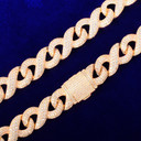 Mens Solid 15mm 24k Gold AAA Micro Pave Infinity Link Flooded Ice Bling Chain