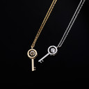 Ladies 14k Gold Over 100% 925 Sterling Silver Retro Skeleton Key Pendant Necklace