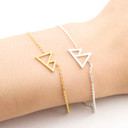 Gold Silver Stainless Steel Delicate Double Mountain Silhouette Triangle Bracelets