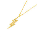 Gold Silver Over Stainless Steel Lightning Bolt Pendant Necklace